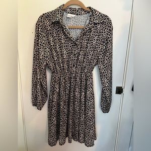 Leopard Print Long Sleeve Maternity Dress